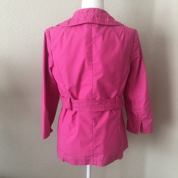 J. CREW LIGHTWEIGHT HOT PINK BELTED TRENCH COAT - Picture 3 of 4